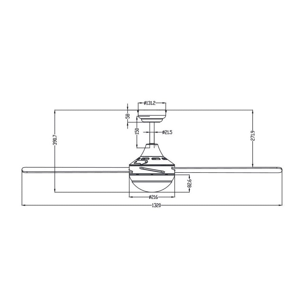 AC Ceiling Fan 52" With LED Light Black - MP1248-4-LED/BLK-AC Ceiling Fans With Light-3A